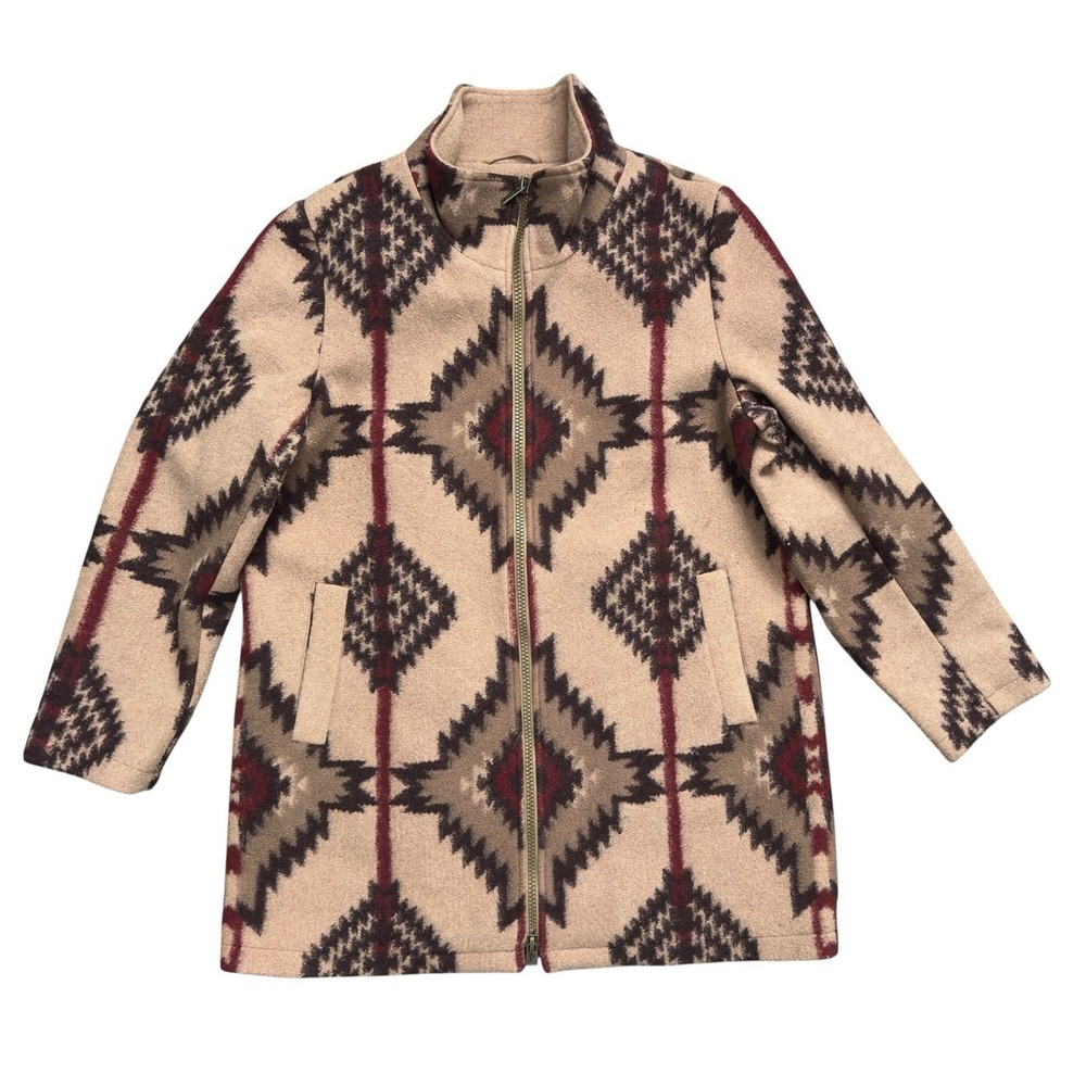 Pendleton Women's Wool Blend Walker Coat Western Plains Aztec Full Zip Jacket L